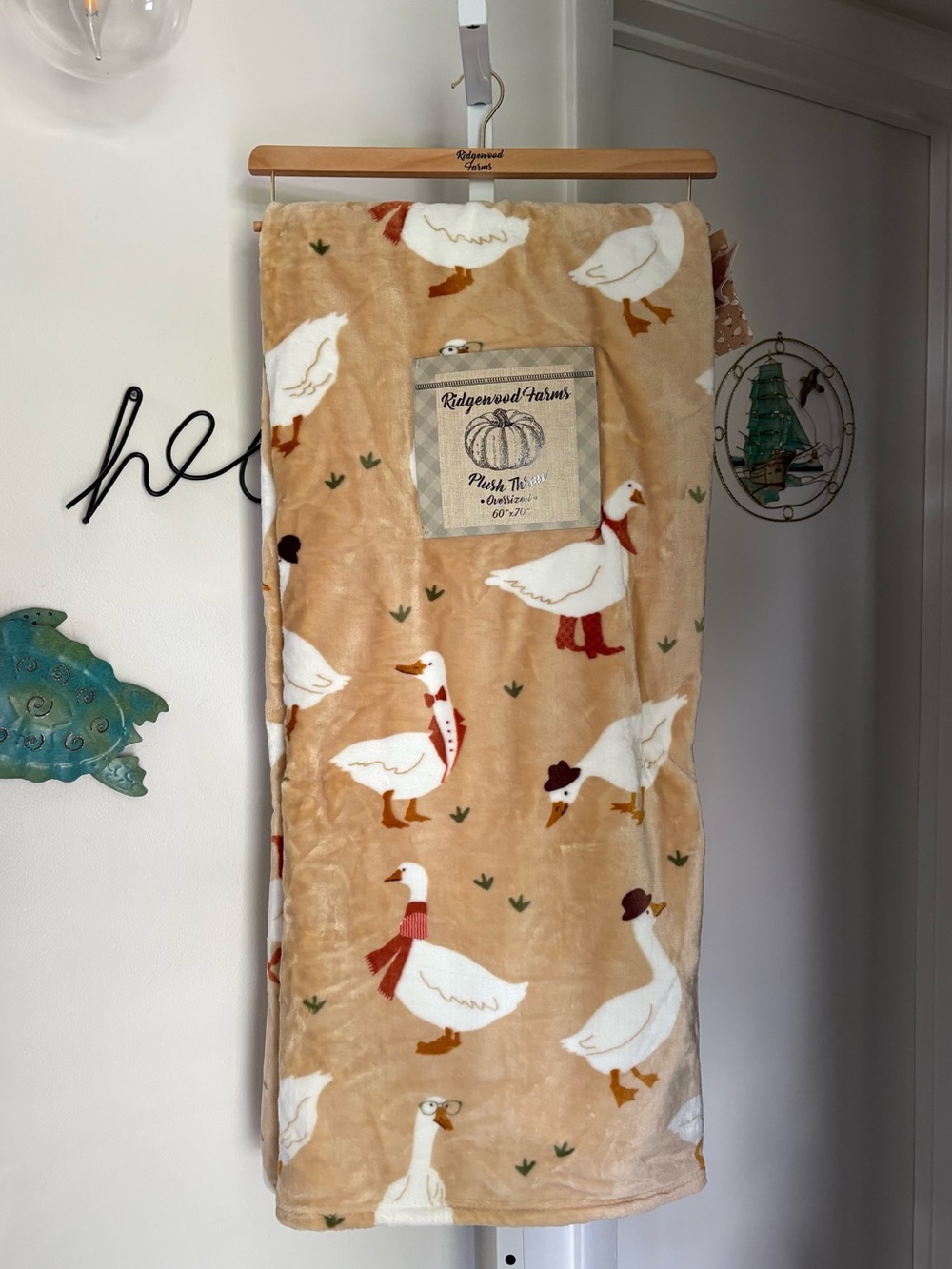NEW Ridgewood Farms Goose Fall Harvest Throw Blanket 60”x70” Geese VIRAL Cute